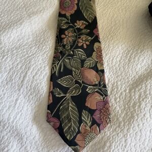 The Valeriano Collection Men's Neck Tie Silk Flowers Floral Satin Made in USA B9